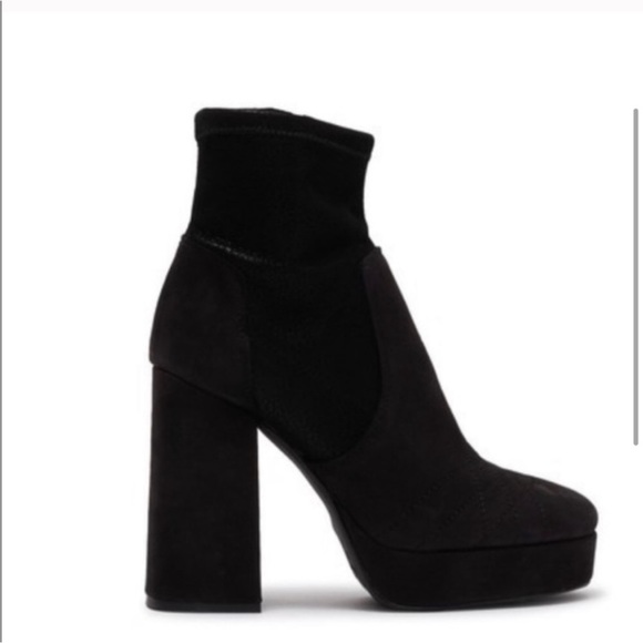 NWT Free People Suede Smyth Heeled Side Zip Black Booties Size 11 / 41 - Picture 3 of 8
